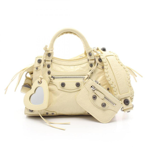 Balenciaga Neo Kagole XS Handbag Leather Light Beige | Studded Leather Shoulder Bag