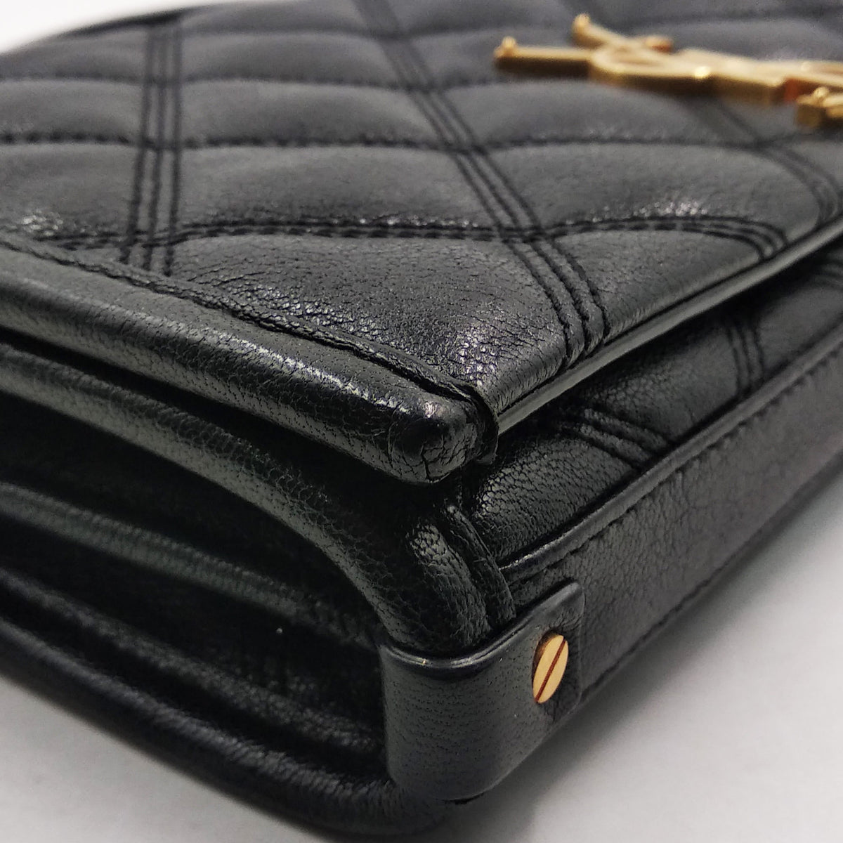 Saint Laurent Wallets? Saint Laurent Becky Diamond-Quilted Chain Wallet Black Compact Luxury Card Wallet