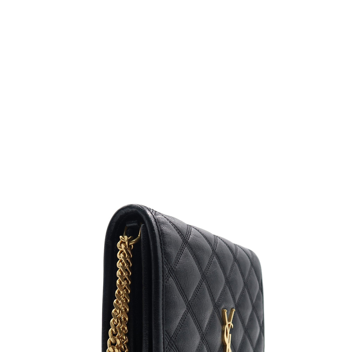 Saint Laurent Wallets? Saint Laurent Becky Diamond-Quilted Chain Wallet Black Premium Leather Designer Wallet