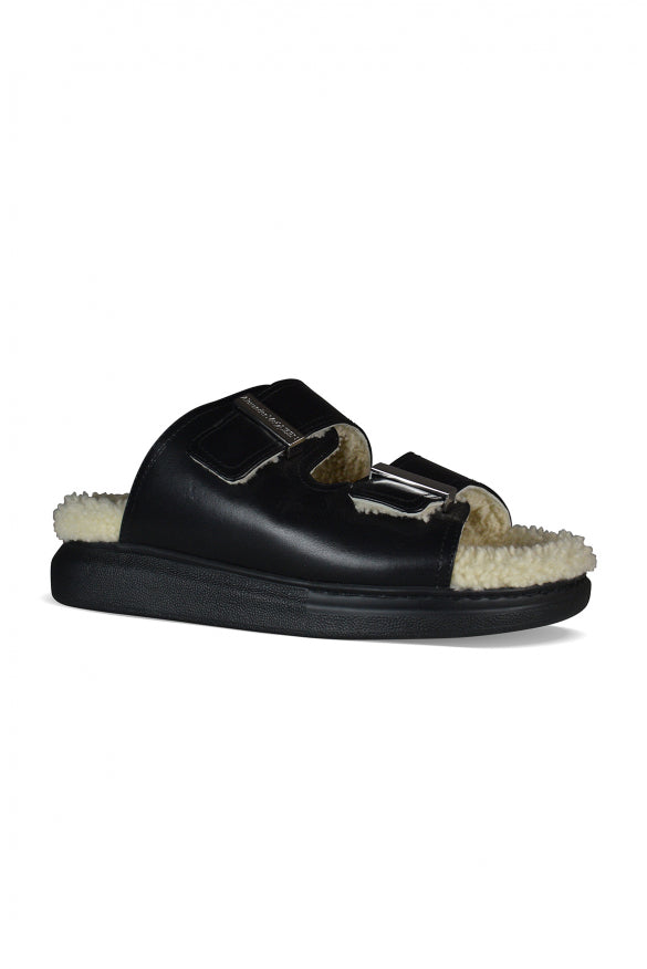Alexander McQueen Shoes? Alexander Mcqueen Women Shearling-Lined Slides Comfortable Everyday Designer Shoes