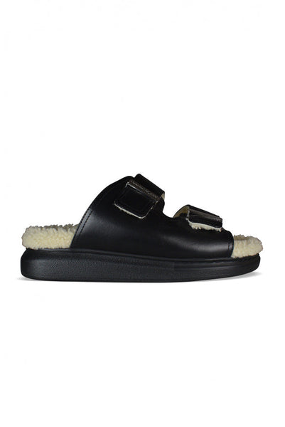 Alexander McQueen Shoes? Alexander Mcqueen Women Shearling-Lined Slides Comfortable Everyday Designer Shoes