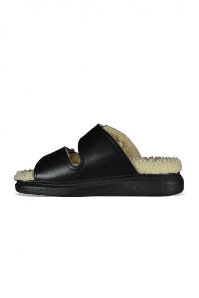 Alexander McQueen Shoes? Alexander Mcqueen Women Shearling-Lined Slides Comfortable Everyday Designer Shoes