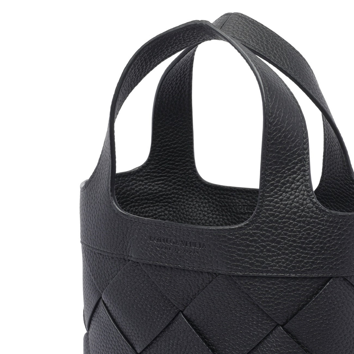 Close-up of Bottega Veneta totes hardware and fine stitching