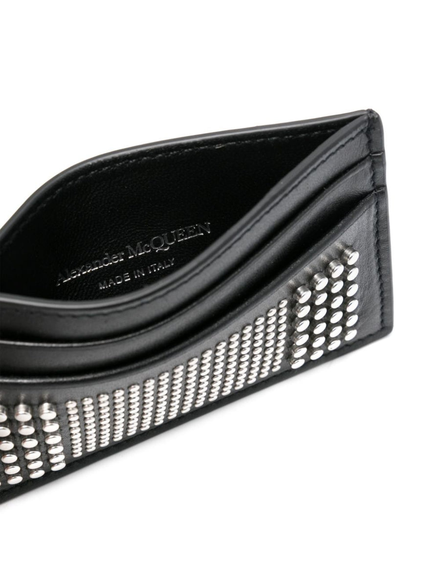 Alexander McQueen Wallets? Alexander Mcqueen Men Studded Leather Card Case Premium Leather Designer Wallet