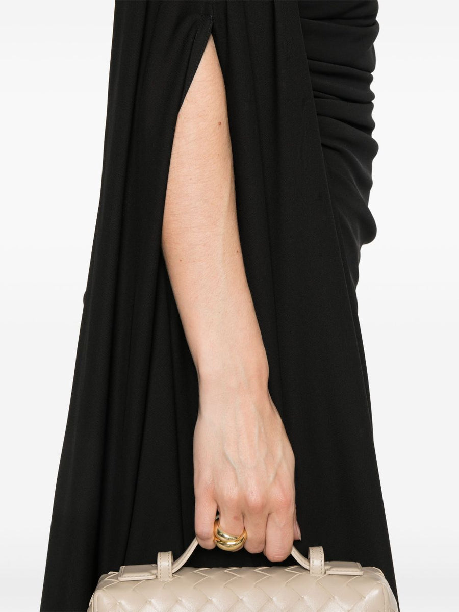 Close-up of Bottega Veneta cocktail dresses hardware and fine stitching