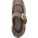 Close-up of Bottega Veneta flats hardware and fine stitching