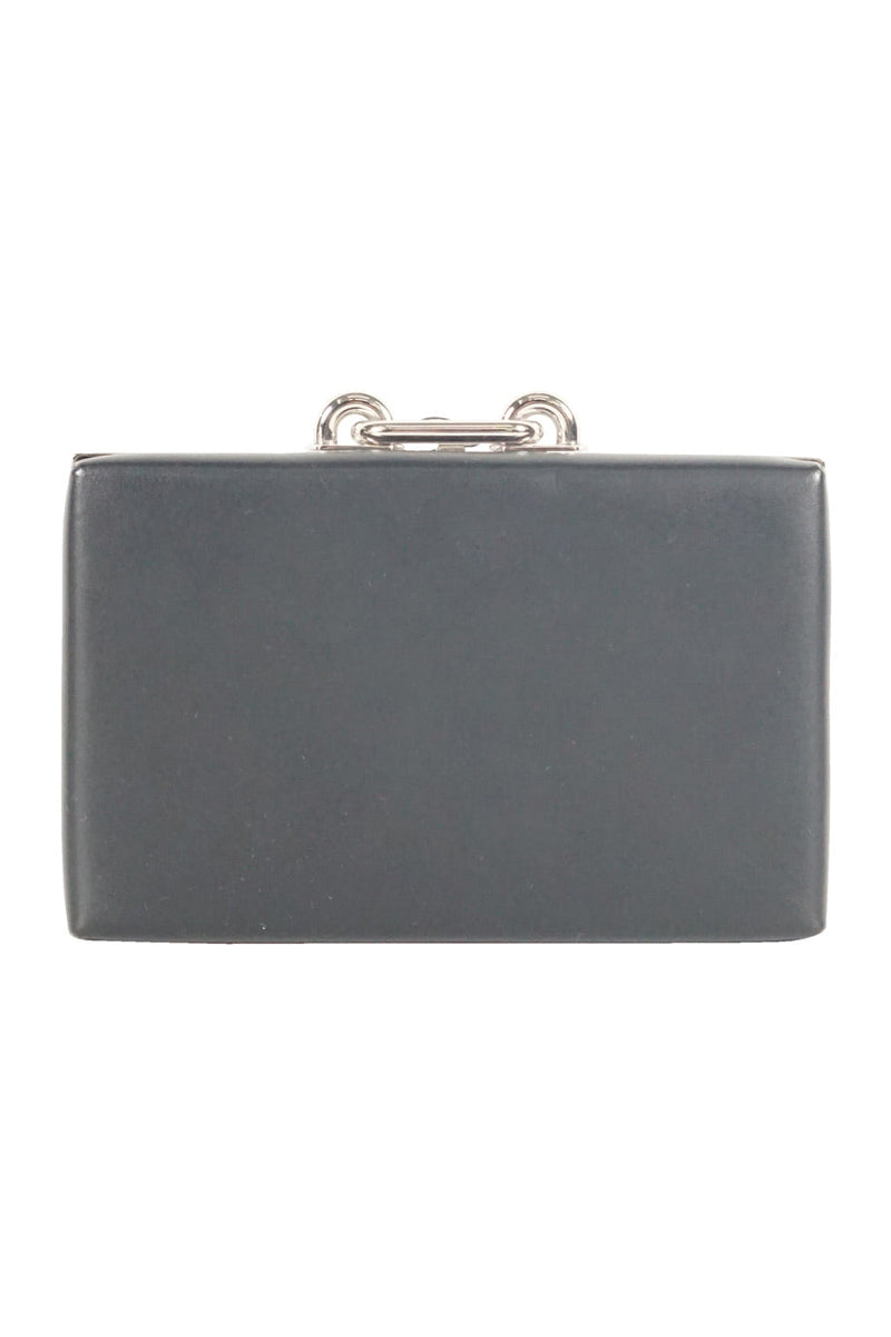 Balenciaga black leather with silver clasp clutch | Designer Clutch Bag