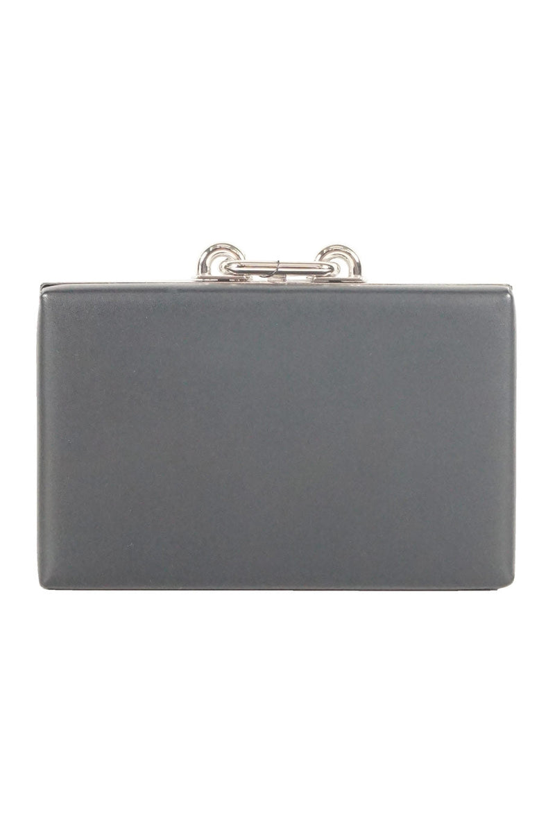 Balenciaga black leather with silver clasp clutch | Designer Clutch Bag