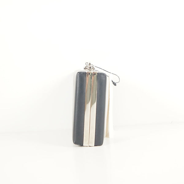 Balenciaga black leather with silver clasp clutch | Designer Clutch Bag
