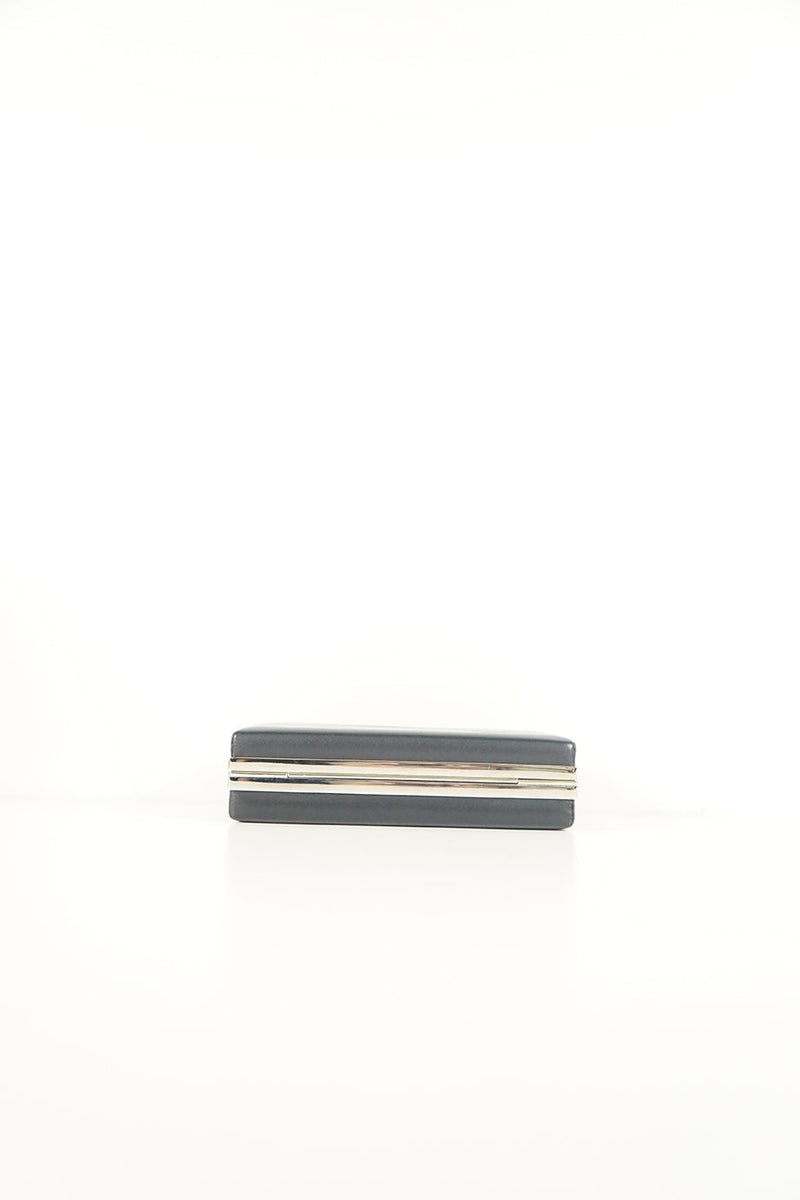 Balenciaga black leather with silver clasp clutch | Designer Clutch Bag