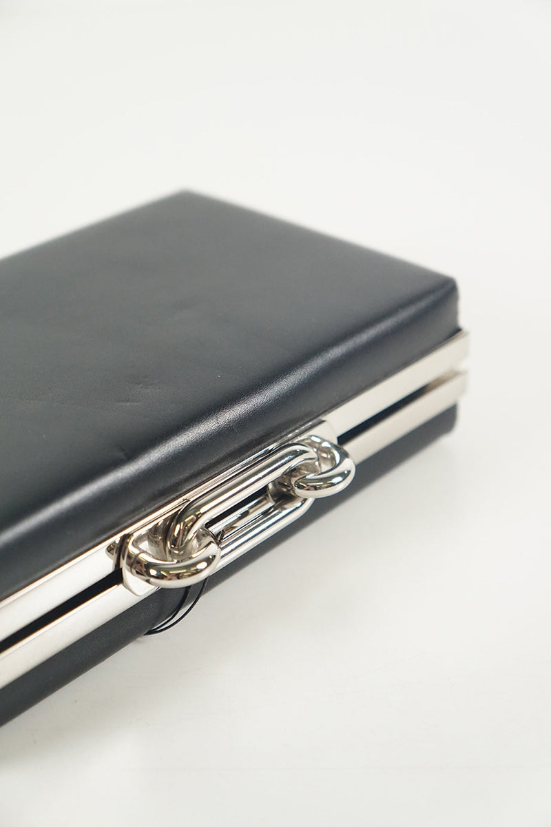Balenciaga black leather with silver clasp clutch | Designer Clutch Bag
