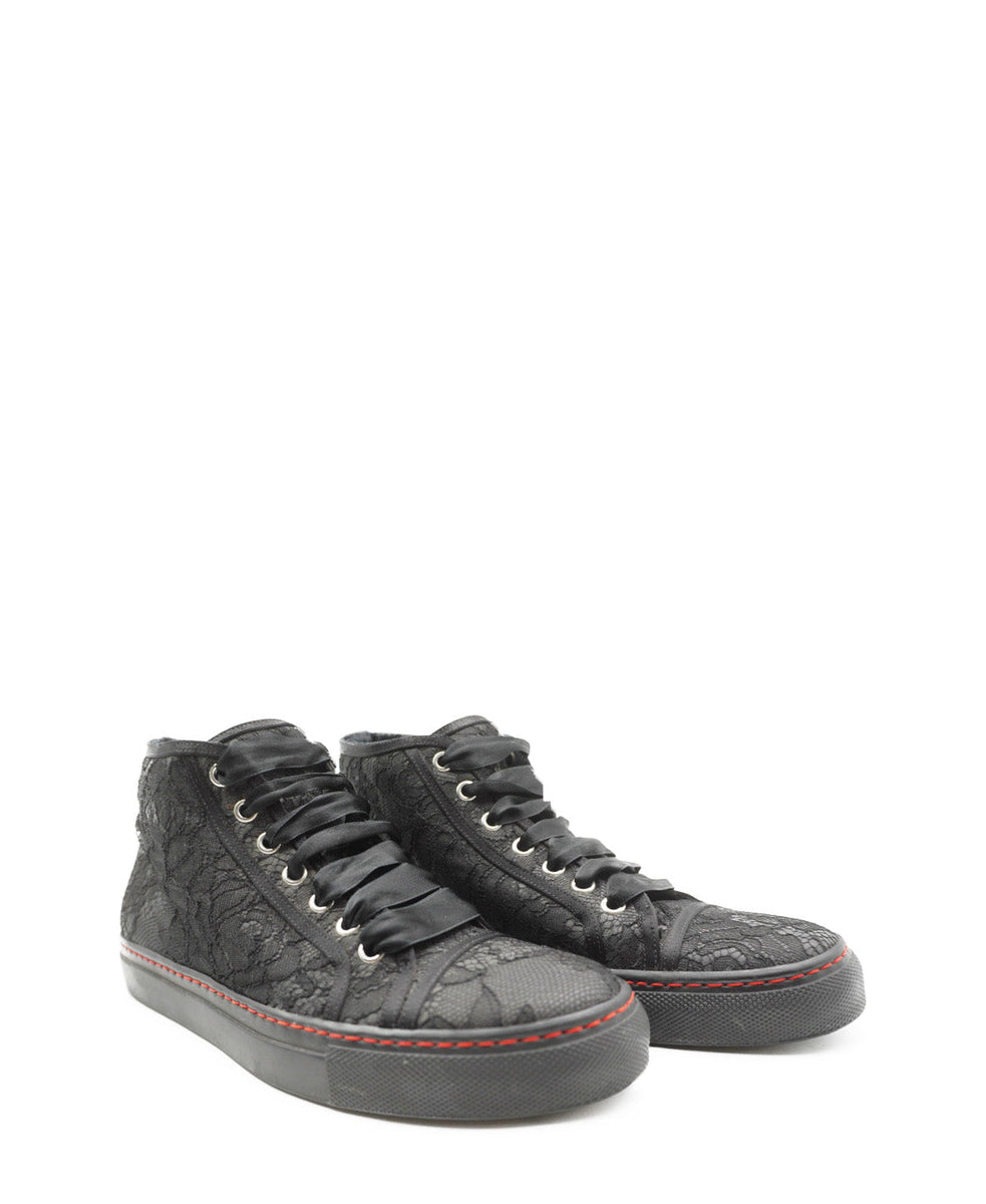 Valentino Bags? Valentino Black Lace Ribbon High Top Sneakers Black Elegant Everyday Designer Handbag