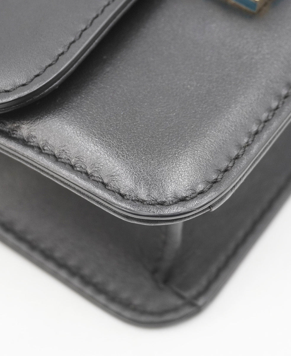 Close-up of Leather bags hardware and fine stitching