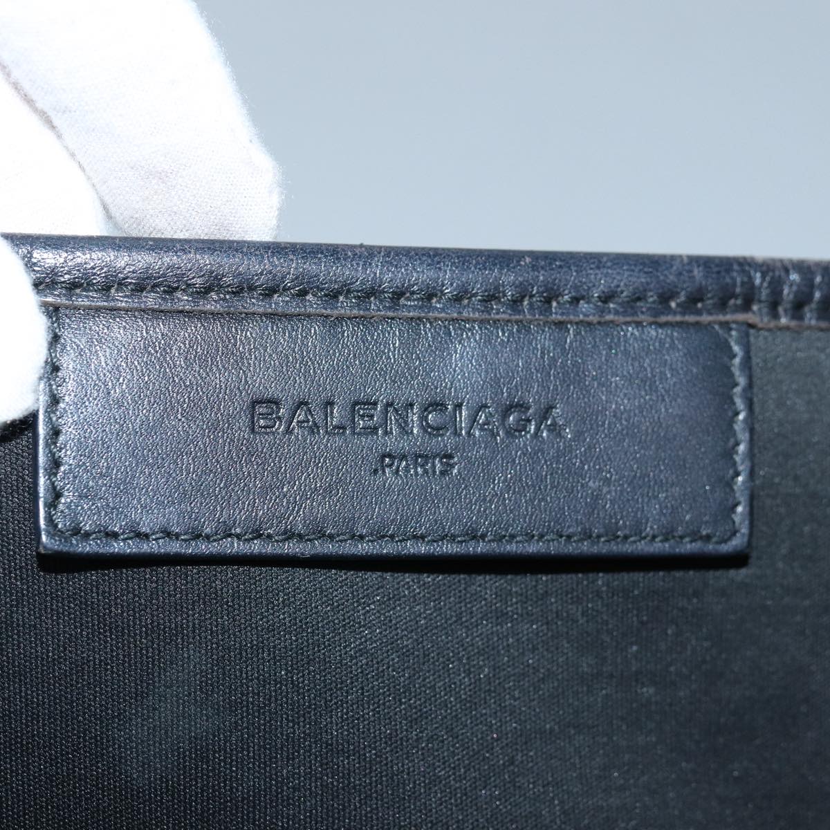 Balenciaga Navy Cabas S Hand Bag Canvas White Black 339933 | Luxury Canvas Tote Bag