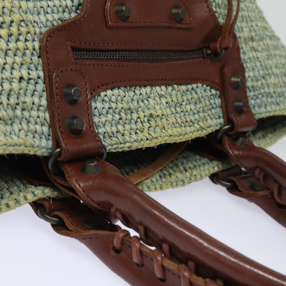 Balenciaga Hand Bag Raffia Blue 236741 | Designer Luxury Handbag
