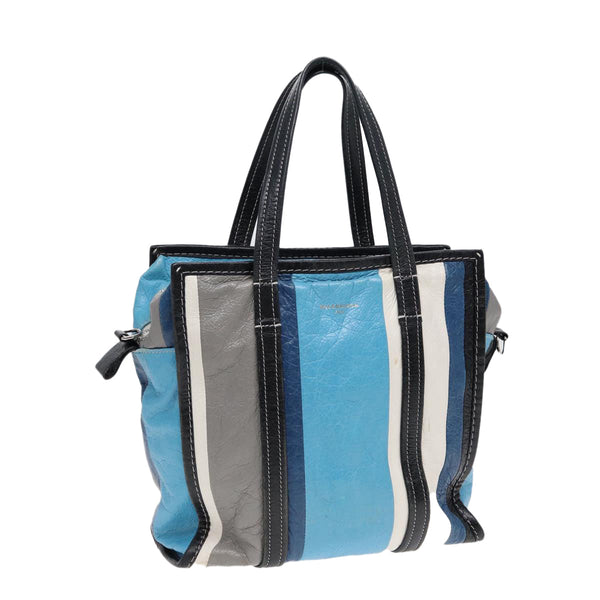 Balenciaga Bazaar Shopper XS Tote Bag Leather Blue Silver 443096 — Premium Leather Tote