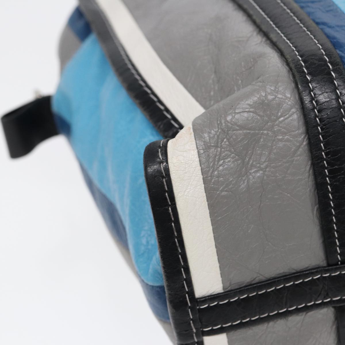 Balenciaga Bazaar Shopper XS Tote Bag Leather Blue Silver 443096 — Premium Leather Tote