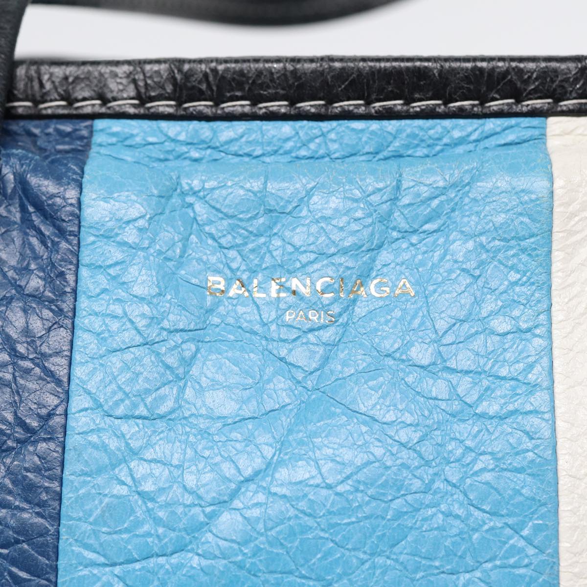 Balenciaga Bazaar Shopper XS Tote Bag Leather Blue Silver 443096 — Premium Leather Tote