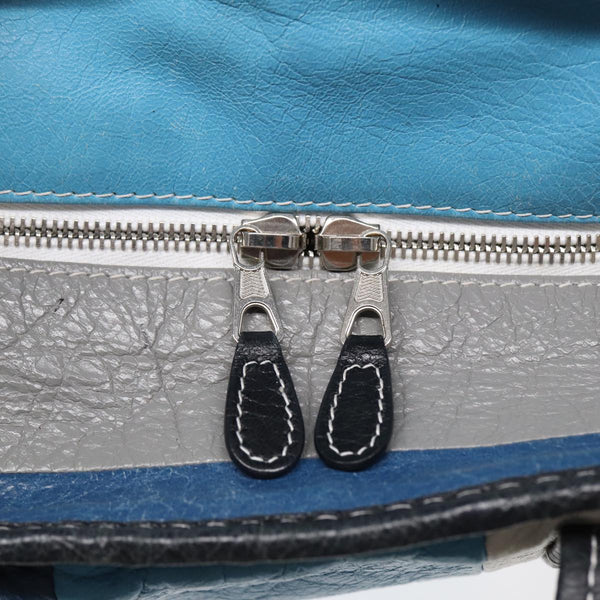 Balenciaga Bazaar Shopper XS Tote Bag Leather Blue Silver 443096 — Premium Leather Tote
