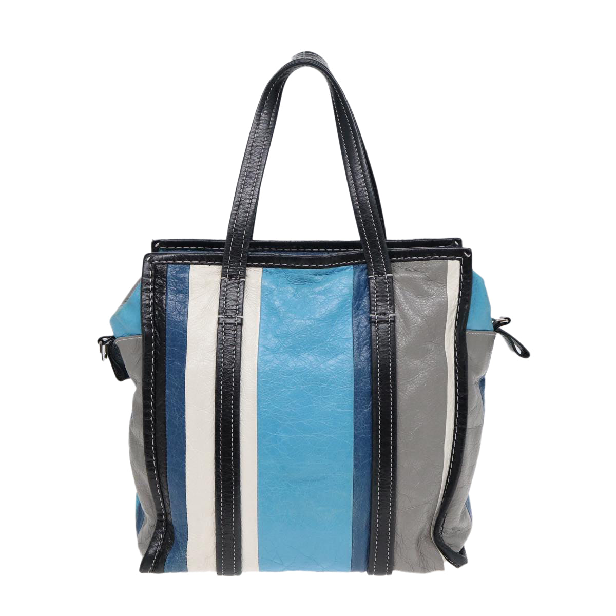 Balenciaga Bazaar Shopper XS Tote Bag Leather Blue Silver 443096 — Premium Leather Tote