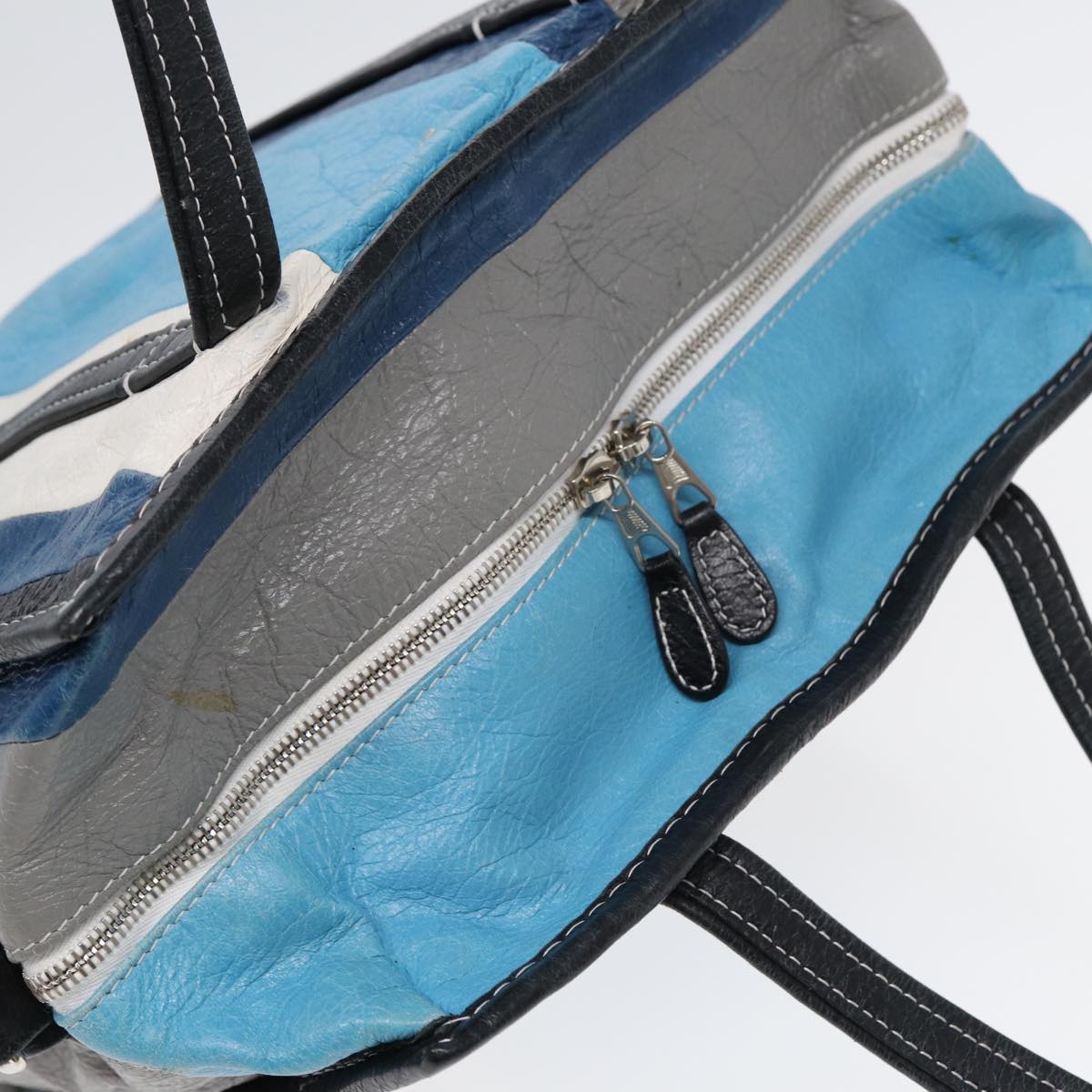 Balenciaga Bazaar Shopper XS Tote Bag Leather Blue Silver 443096 — Premium Leather Tote